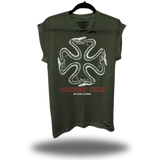 SHED COMFORT ROAD RASH MUSCLE MILITARY GREEN TEE