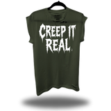 CREEP ROAD RASH MUSCLE MILITARY GREEN TEE