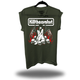 KILL COMFORT ROAD RASH MUSCLE MILITARY GREEN TEE