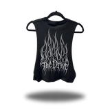 TDC FLAMES ROAD RASH BASIC BLACK CROP TANK TOP