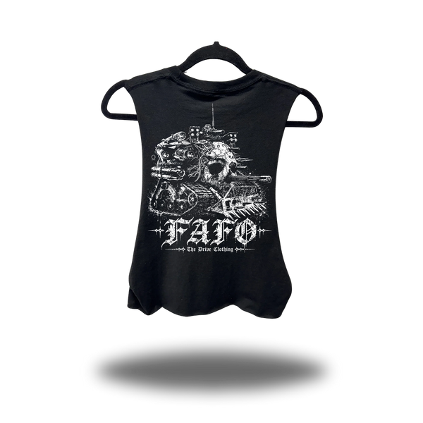 FAFO TANK ROAD RASH BASIC BLACK CROP TANK TOP