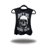 DON'T DIE ROAD RASH BASIC BLACK CROP TANK TOP