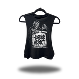 HORROR ADDICT ROAD RASH BASIC BLACK CROP TANK TOP