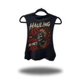 HAULING ASS ROAD RASH BASIC BLACK CROP TANK TOP