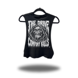 REAPER KILLS DISTRESSED BASIC BLACK CROP TANK TOP