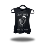 BE GRATEFUL ROAD RASH BASIC BLACK CROP TANK TOP