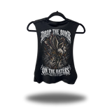 HATER BOMB DISTRESSED BASIC BLACK CROP TANK TOP