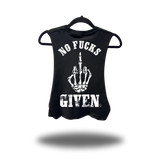 NO FUCKS GIVEN ROAD RASH BASIC BLACK CROP TANK TOP *WHITE*