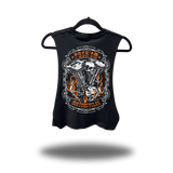 F*CK MOTORCYCLE ROAD RASH BASIC BLACK CROP TANK TOP