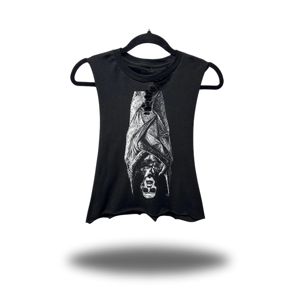 DRACULA BAT ROAD RASH BASIC BLACK CROP TANK TOP