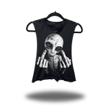 FU ALIEN ROAD RASH BASIC BLACK CROP TANK TOP