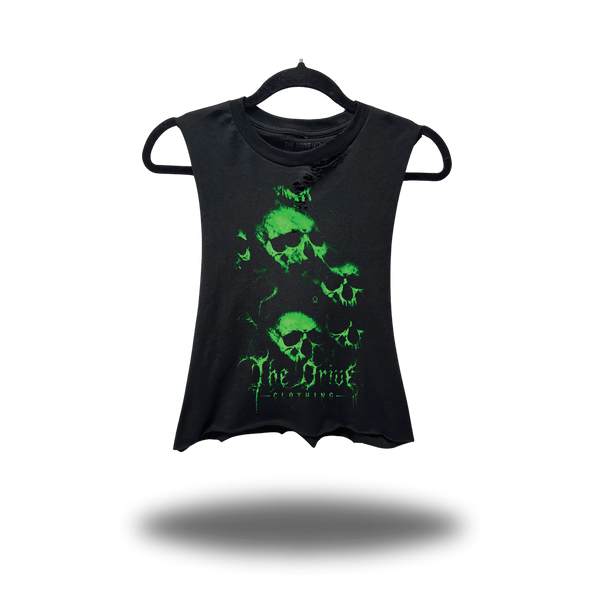 TDC GHOST SKULLS ROAD RASH BASIC BLACK CROP TANK TOP