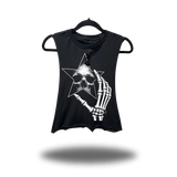 STAR MIRROR ROAD RASH BASIC BLACK CROP TANK TOP