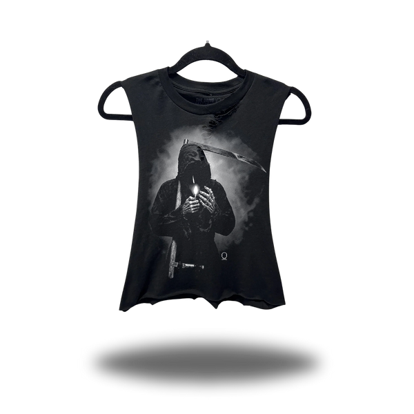 SMOKE BREAK ROAD RASH BASIC BLACK CROP TANK TOP