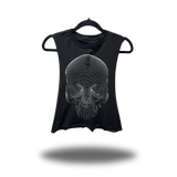 CONTOUR SKULL ROAD RASH BASIC BLACK CROP TANK TOP