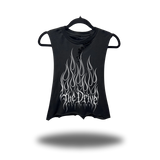 TDC FLAMES ROAD RASH BASIC BLACK CROP TANK TOP