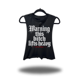 LIFT HEAVY DISTRESSED BASIC BLACK CROP TANK TOP