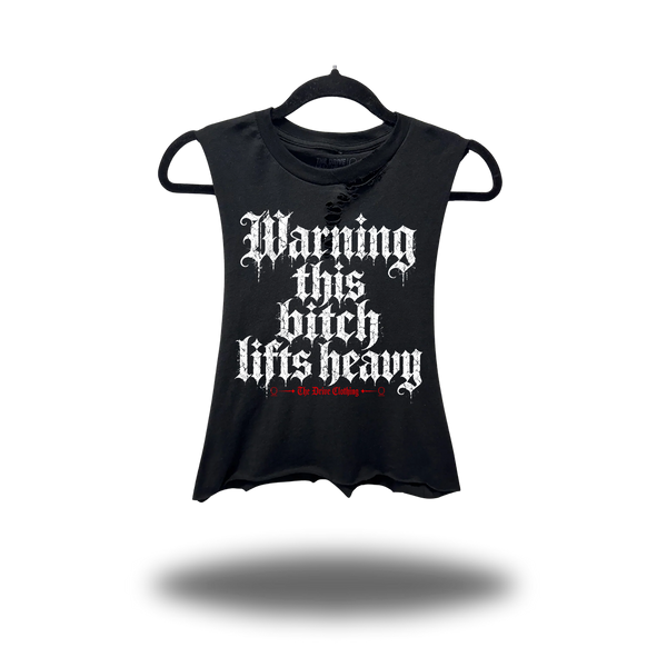 LIFT HEAVY DISTRESSED BASIC BLACK CROP TANK TOP