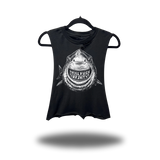 SHARK ATTACK ROAD RASH BASIC BLACK CROP TANK TOP