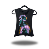 GHOSTFACE SKELETON ROAD RASH BASIC BLACK CROP TANK TOP