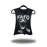 FAFO SNAKE ROAD RASH BASIC BLACK CROP TANK TOP
