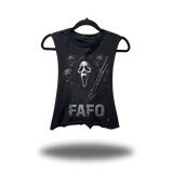 FAFO SCREAM ROAD RASH BASIC BLACK CROP TANK TOP