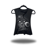 EYE WARP ROAD RASH BASIC BLACK CROP TANK TOP