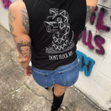 DON'T FLOCK ME ROAD RASH BLACK CROP TANK 1.0