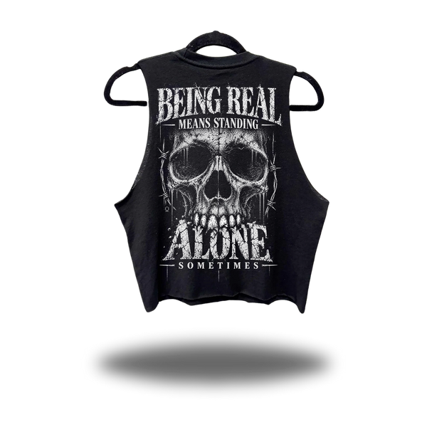 BEING REAL ROAD RASH BLACK CROP TANK 1.0