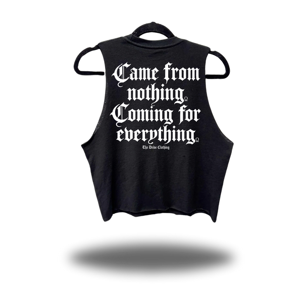 CAME DISTRESSED BLACK CROP TANK 1.0