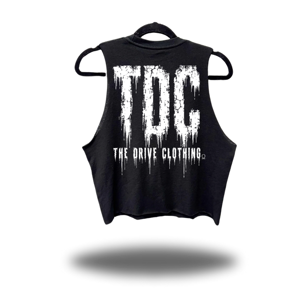 TDC GRUNGE DISTRESSED BLACK CROP TANK 1.0