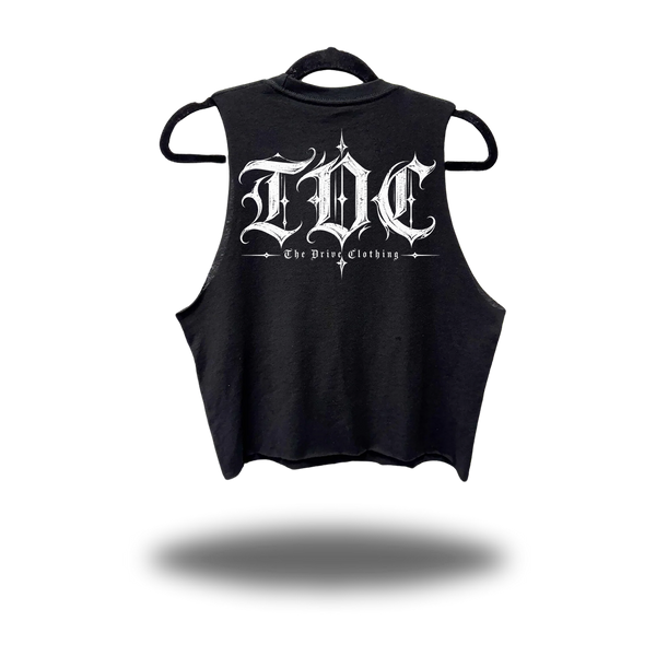TDC ORIGINAL ROAD RASH BLACK CROP TANK 1.0