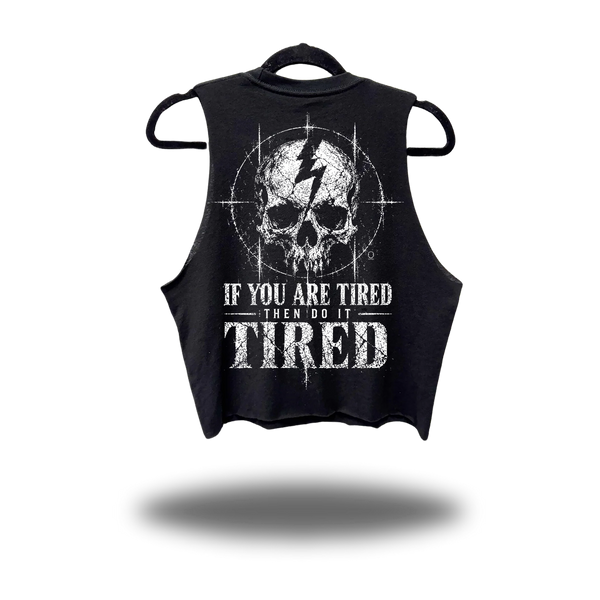TIRED ROAD RASH BLACK CROP TANK 1.0