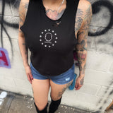 DON'T FLOCK ME ROAD RASH BLACK CROP TANK 1.0