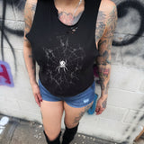 SPIDER WEB ROAD RASH BLACK CROP TANK 1.0