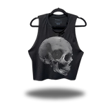 SPIRAL SKULL ROAD RASH BLACK CROP TANK 1.0