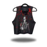 PUNK FU FRANKY - BLOOD ROAD RASH BLACK CROP TANK 1.0