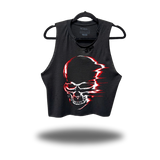 VELOCITY SKULL ROAD RASH BLACK CROP TANK 1.0