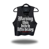 LIFT HEAVY DISTRESSED BLACK CROP TANK 1.0