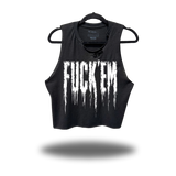 F*CK EM GRUNGE ROAD RASH BLACK CROP TANK 1.0
