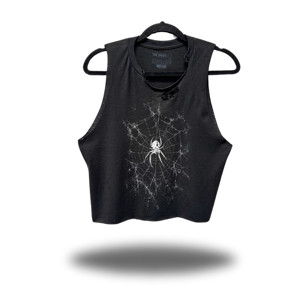SPIDER WEB ROAD RASH BLACK CROP TANK 1.0