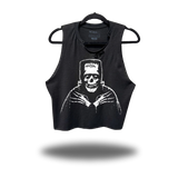 FRANKENSTEIN FIEND ROAD RASH BLACK CROP TANK 1.0
