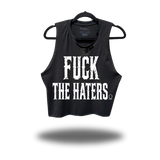 F*CK HATERS ROAD RASH BLACK CROP TANK 1.0