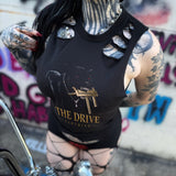 NIGHT PROWLER ROAD RASH BACK CUT BLACK CROP TANK