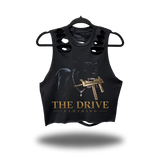NIGHT PROWLER ROAD RASH BACK CUT BLACK CROP TANK