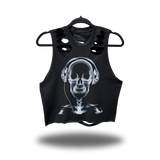 DEAD FREQUENCY ROAD RASH BACK CUT BLACK CROP TANK