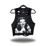WICKED SMILE ROAD RASH BACK CUT BLACK CROP TANK