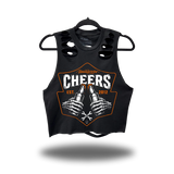 CHEERS ROAD RASH BACK CUT BLACK CROP TANK