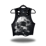 FRAGMENT SKULL ROAD RASH BACK CUT BLACK CROP TANK