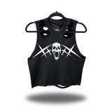 VOID SKULL ROAD RASH BACK CUT BLACK CROP TANK